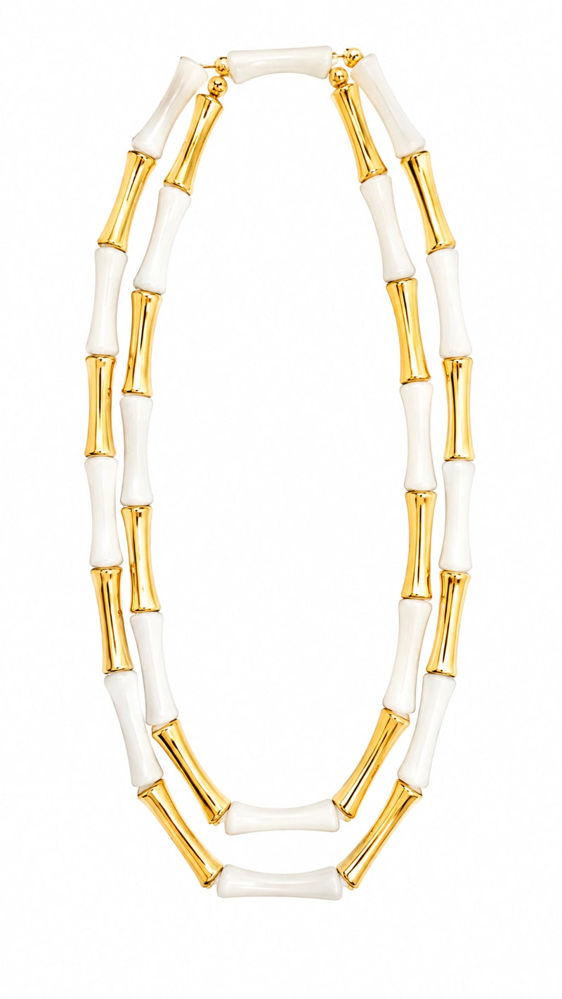 Ivory Bamboo Double-Strand Necklace