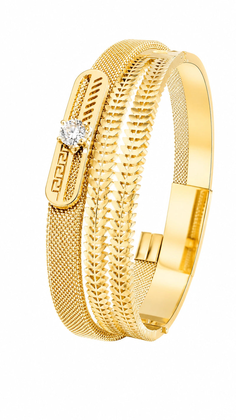 Gilded Foliage Diamond Clasp Bracelet