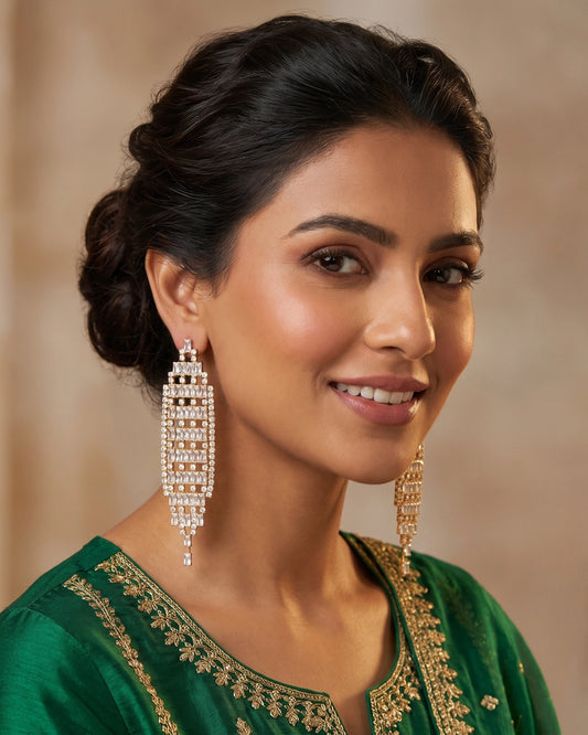 Crystal Lattice Geometric Drop Earrings