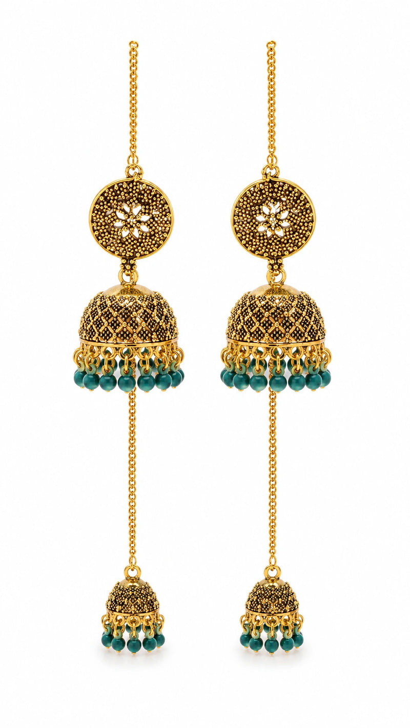 Ornate Heritage Gold Jhumka Earrings