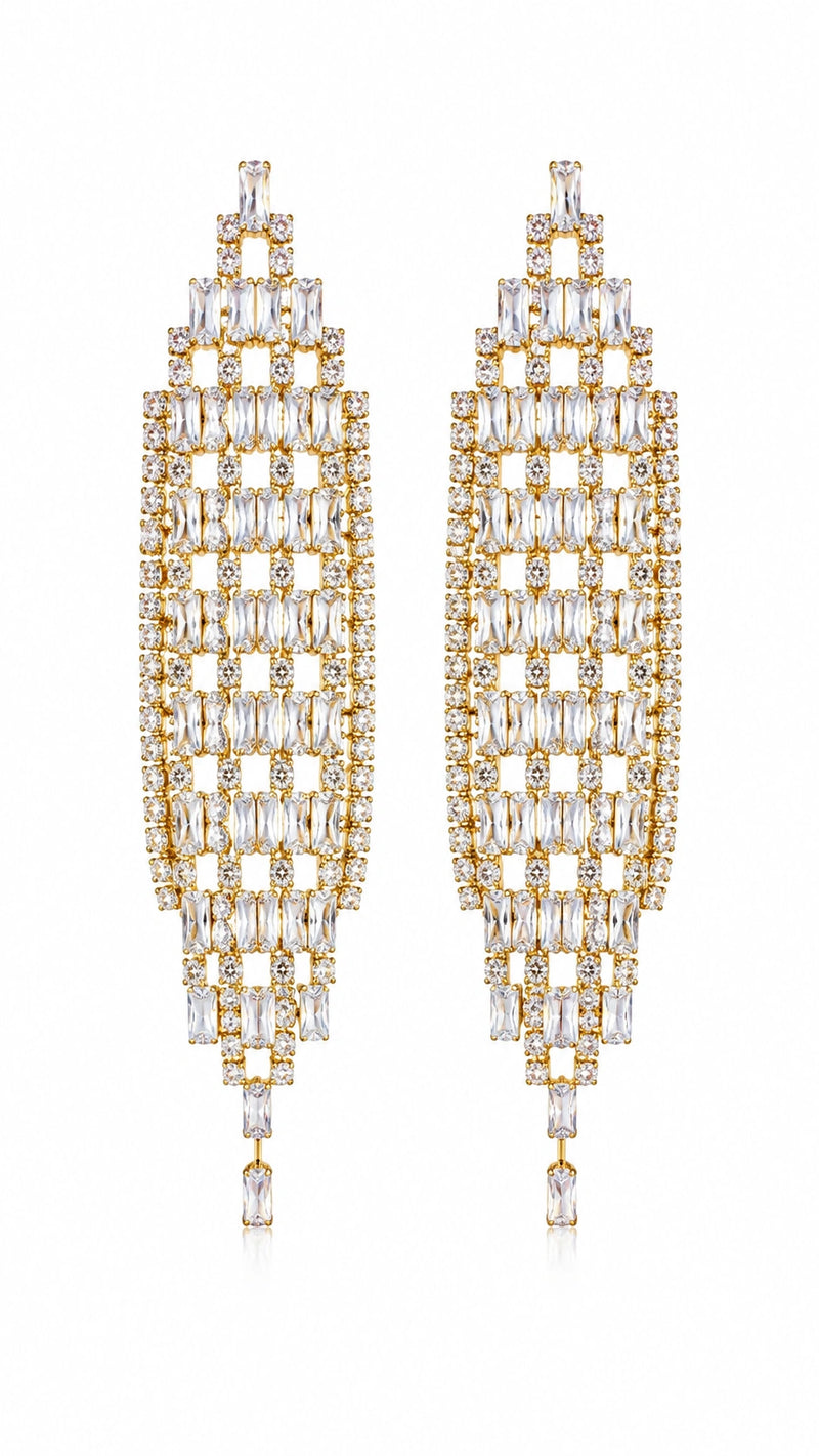 Crystal Lattice Geometric Drop Earrings